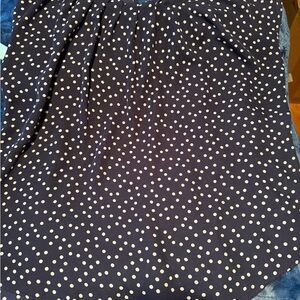 LC Lauren Conrad Navy and White Polka Dot Blouse